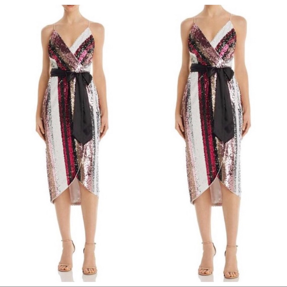 $248 NWT Aidan Mattox Sequin Wrap Dress - Picture 3 of 12